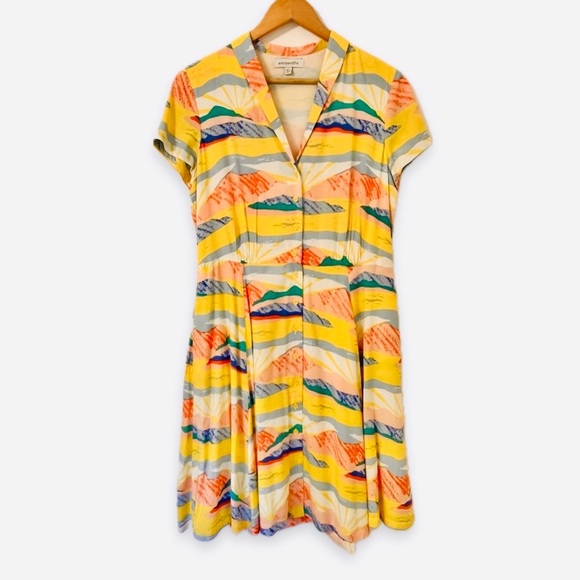 Emily and Fin Hailey Paintbox Valley Shirtdress ModCloth Midi Dress Fit & Flare - Picture 2 of 7